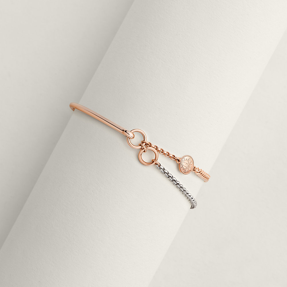 Mix and H bracelet, medium model - Rose gold | Hermès USA
